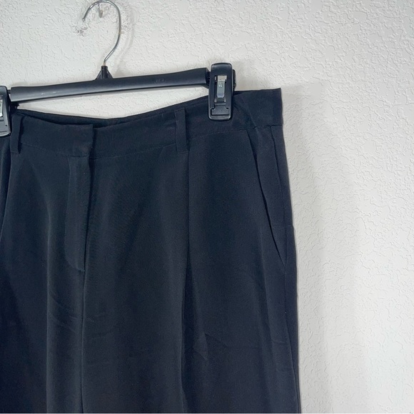 Eileen Fisher 100% silk wide leg trousers pleated belt loops pockets size M - Picture 6 of 13